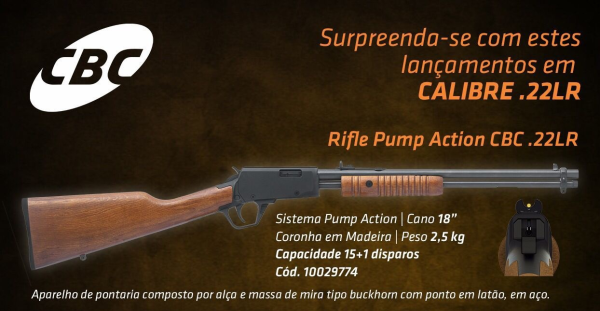 Rifle CBC Pump Action 22 Lr - Coronha Madeira - 15+1 Cano 18'' - Imagem 4